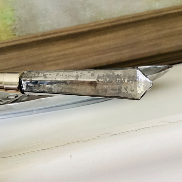 Lenox Silver Oval Tray Olive Branch W/ Scalloped Edge And Candle Snuffer Decor - Picture 4 of 12